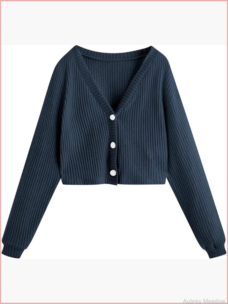 Long Sleeve Button Front V Neck Soft Knit Cardigan